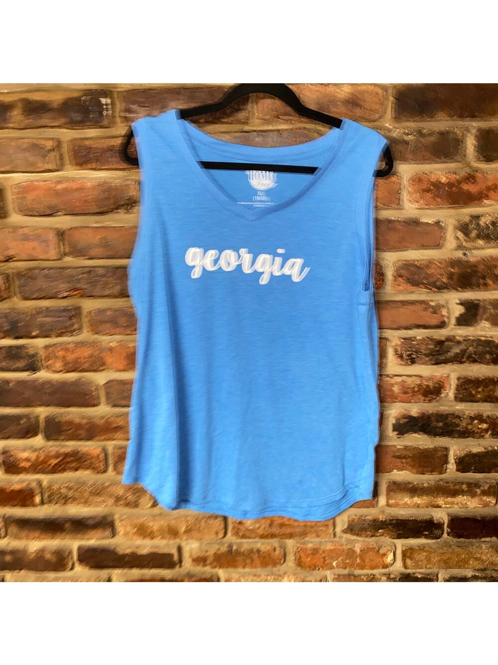 Home Free Georgia Blue Sleeveless Graphic Tank Top Women's Size XL